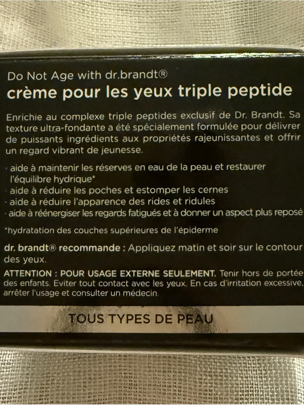 Dr. Brandt Do Not Age Triple Peptide Eye Cream 0.5 oz NIB Anti-Aging